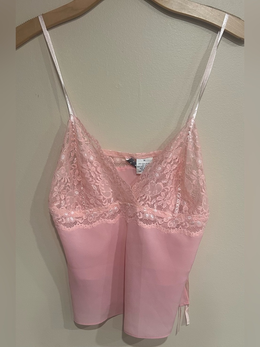 VTG Twiggy Sheer Lace Camisole Med Fairy Whimsy Festival Pink